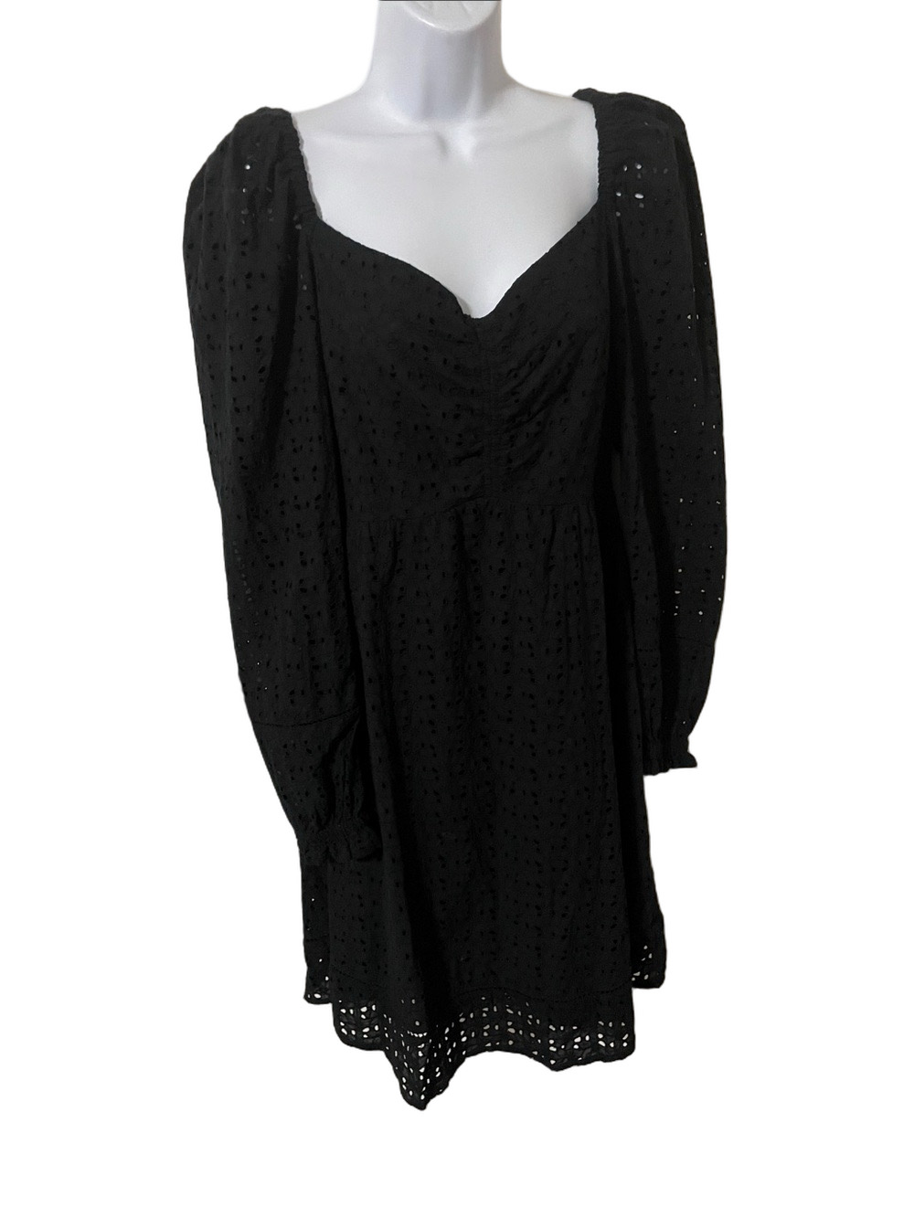 Chelsea28 Black Eyelet Long Sleeve Dress Size Small